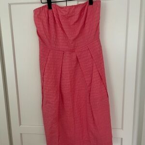 J. Crew pink strapless seersucker dress sz 4‎